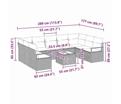 Diivanikomplekt Padjaga 10 Pcs Hall Polürotang