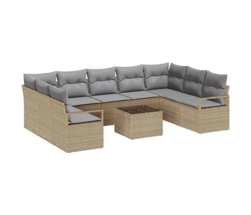 10 Daļu Dārza Dīvānu Komplekts Ar Spilveniem Melnā Poli Rotangpalmas Vidaxl