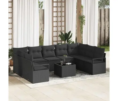 10 Gabalu Dārza Dīvānu Komplekts Ar Spilveniem Beigās Polietilēna Rotangpalma Vidaxl