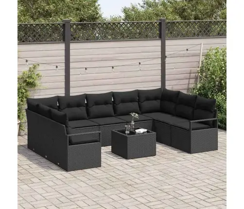 10 Gabalu Dārza Dīvānu Komplekts Ar Spilveniem Beigās Polietilēna Rotangpalma Vidaxl