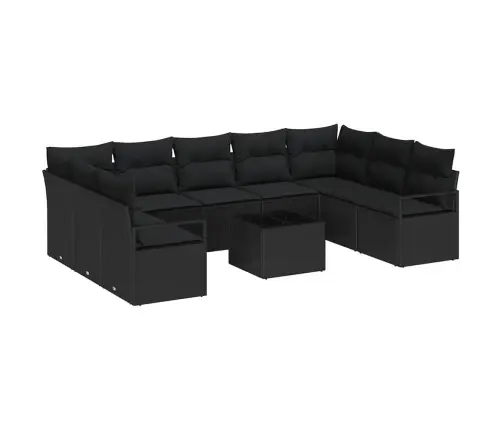 10 Gabalu Dārza Dīvānu Komplekts Ar Spilveniem Beigās Polietilēna Rotangpalma Vidaxl