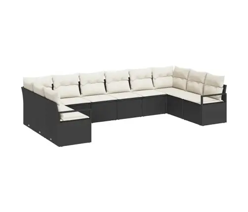 10 Daļu Dārza Dīvānu Komplekts Ar Spilveniem Melnā Poli Rotangpalma Vidaxl