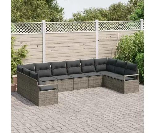 Sofos Komplektas Su Pagalve 10 Pcs Pilka Poliratanas