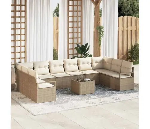 11 Daļu Dārza Dīvānu Komplekts Ar Spilveniem Brūnas Poli Rotangpalmas Vidaxl