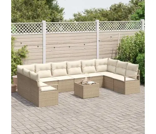 11 Daļu Dārza Dīvānu Komplekts Ar Spilveniem Brūnas Poli Rotangpalmas Vidaxl