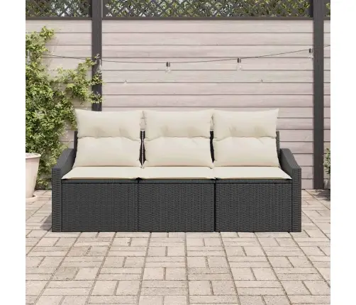 Diivanikomplekt Padjaga 3 Pcs Must Polürotang