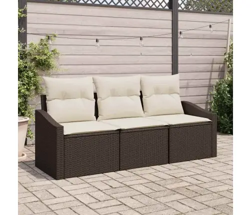 3 Gabalu Dārza Dīvānu Komplekts Ar Spilveniem Tumši Brūnai Poli Rotangpalmai Vidaxl