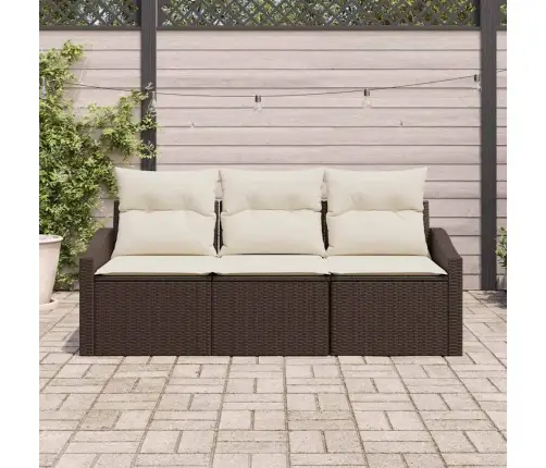 3 Gabalu Dārza Dīvānu Komplekts Ar Spilveniem Tumši Brūnai Poli Rotangpalmai Vidaxl