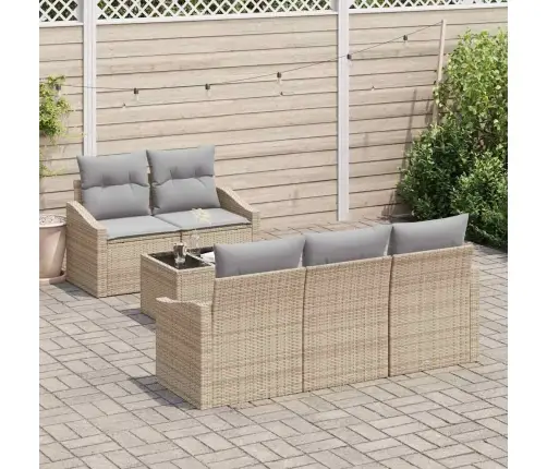 Diivanikomplekt Padjaga 6 Pcs Beež Ja Heledhall Polürotang