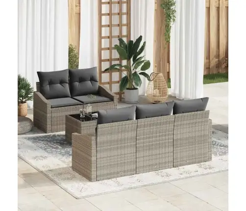 6 Gabalu Dārza Dīvānu Komplekts Ar Spilveniem, Gaiši Pelēks Rotangpalma Vidaxl