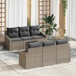 Dārza Dīvānu Komplekts Ar Spilvenu 7 Pcs Pelēka 55 X 55 X 37 Cm Vidaxl