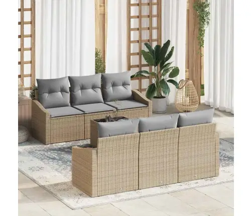 Sofos Komplektas 7 Pcs Bežinė Ir Šviesiai Pilka Poliratanas