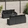 Sodo Sofų Rinkinys Su Pagalve 7 Pcs Juoda 55 X 55 X 37 Cm