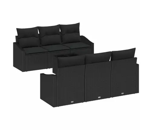 Sodo Sofų Rinkinys Su Pagalve 7 Pcs Juoda 55 X 55 X 37 Cm