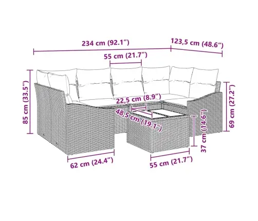 Diivanikomplekt Padjaga Padjaga 7 Pcs Pruun Ja Kreem Polürotang