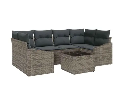 7 Gabalu Dārza Dīvānu Komplekts Ar Spilveniem Pelēkā Polietilēna Rotangpalmas Vidaxl