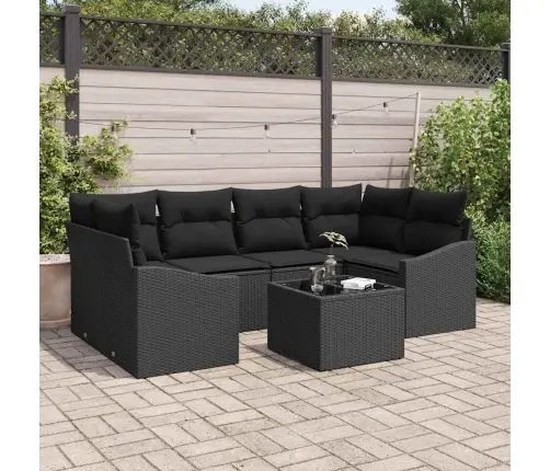 Sodo Sofų Rinkinys Su Pagalve 7 Pcs Juoda 55 X 55 X 37 Cm Sodo Sofų Rinkinys Su Pagalve 7 Pcs Juoda 55 X 55 X 37 Cm