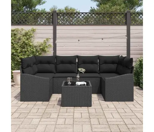 Sodo Sofų Rinkinys Su Pagalve 7 Pcs Juoda 55 X 55 X 37 Cm Sodo Sofų Rinkinys Su Pagalve 7 Pcs Juoda 55 X 55 X 37 Cm