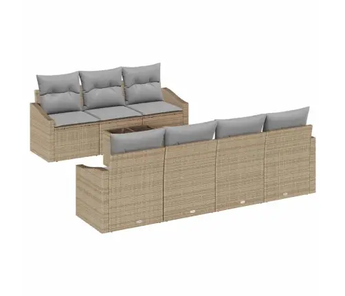 8 Gabalu Dārza Dīvānu Komplekts Ar Spilveniem Bēšs Poli Ratan Vidaxl