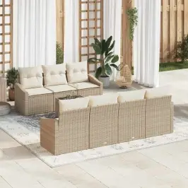 Sodo Sofų Rinkinys 8 Pcs Bežinė Ir Kreminė 55 X 55 X 37 Cm