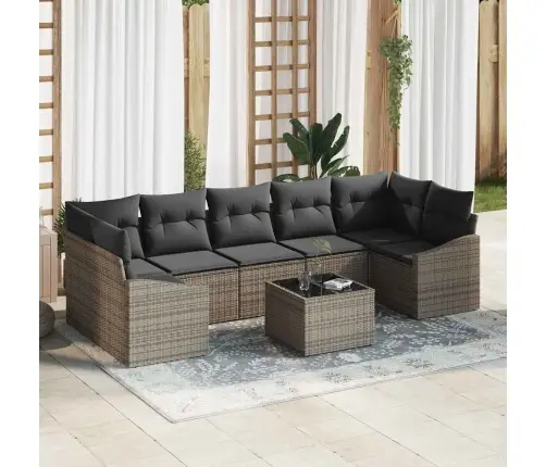 8 Gabalu Dārza Dīvānu Komplekts Ar Spilveniem Pelēkā Poli Rotangpalma Vidaxl