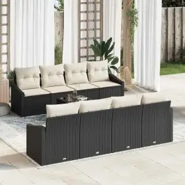 Sodo Sofų Rinkinys 9 Pcs Juoda Ir Kreminė 55 X 55 X 37 Cm