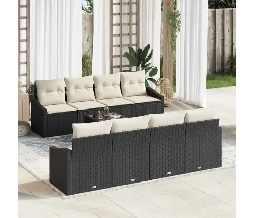 Sodo Sofų Rinkinys 9 Pcs Juoda Ir Kreminė 55 X 55 X 37 Cm Sodo Sofų Rinkinys 9 Pcs Juoda Ir Kreminė 55 X 55 X 37 Cm