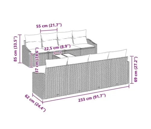 Sodo Sofų Rinkinys 9 Pcs Juoda Ir Kreminė 55 X 55 X 37 Cm Sodo Sofų Rinkinys 9 Pcs Juoda Ir Kreminė 55 X 55 X 37 Cm