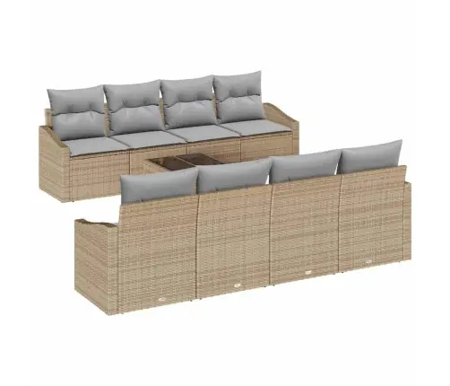 9 Gabalu Dārza Dīvānu Komplekts Ar Spilveniem Bēšā Poli Rotangpalma Vidaxl