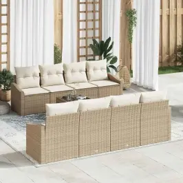 Dārza Dīvānu Komplekts 9 Pcs Bēšs Un Krēms 55 X 55 X 37 Cm Vidaxl