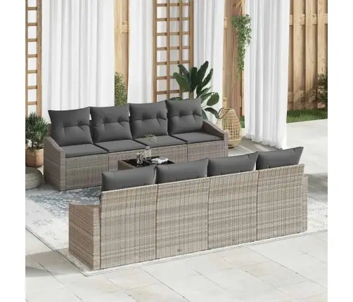 Sodo Sofų Rinkinys 9 Pcs Šviesiai Pilka 55 X 55 X 37 Cm