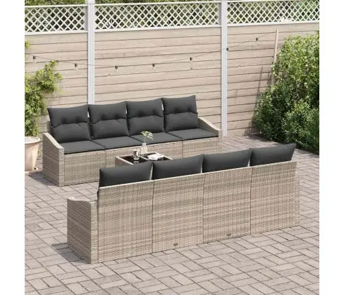 Sodo Sofų Rinkinys 9 Pcs Šviesiai Pilka 55 X 55 X 37 Cm