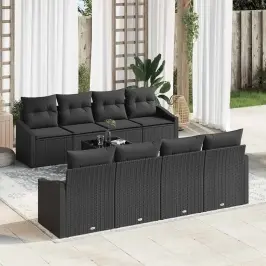 Dārza Dīvānu Komplekts Ar Spilvenu 9 Pcs Melna 55 X 55 X 37 Cm Vidaxl