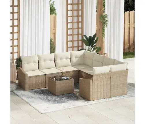 Dārza Dīvānu Komplekts 9 Pcs Bēšs Un Krēms 55 X 55 X 37 Cm Vidaxl
