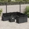 Dārza Dīvānu Komplekts Ar Spilvenu 9 Pcs Melna 55 X 55 X 37 Cm Vidaxl