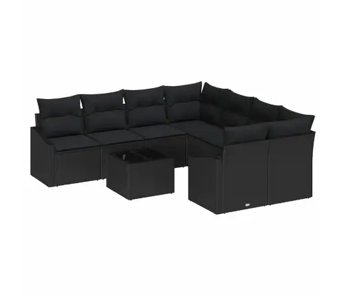 Dārza Dīvānu Komplekts Ar Spilvenu 9 Pcs Melna 55 X 55 X 37 Cm Vidaxl
