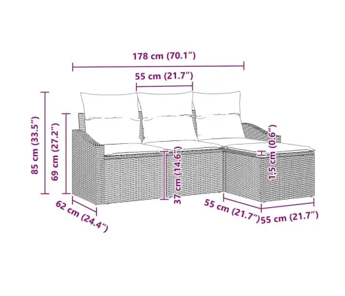 Aia Diivanikomplekt 4 Pcs Beež Polürooster
