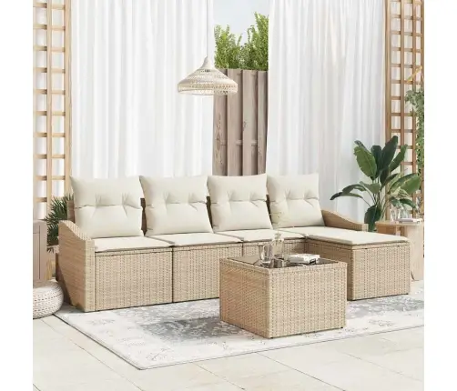 6 Daļu Dārza Dīvānu Komplekts Ar Spilveniem Brūnā Poli Rotangpalmas Vidaxl