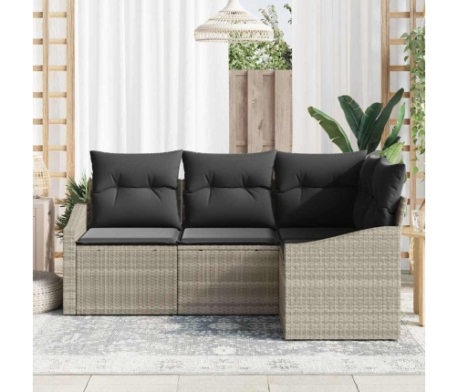 Sodo Sofų Rinkinys 4 Pcs Šviesiai Pilka Poli Ratanas