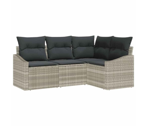 Sodo Sofų Rinkinys 4 Pcs Šviesiai Pilka Poli Ratanas