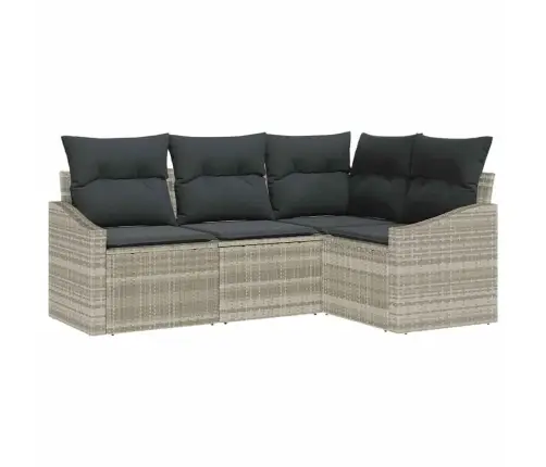 4 Daļīgais Dārza Dīvānu Komplekts Ar Spilveniem Gaiši Pelēks Poliratanas Vidaxl