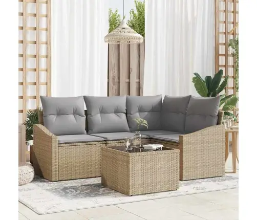 5 Daļu Dārza Dīvānu Komplekts Ar Spilveniem Melnā Poli Rotangpalmas Vidaxl