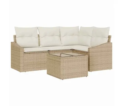 5 Daļu Dārza Dīvānu Komplekts Ar Spilveniem Brūns Poli Rotangpalma Vidaxl