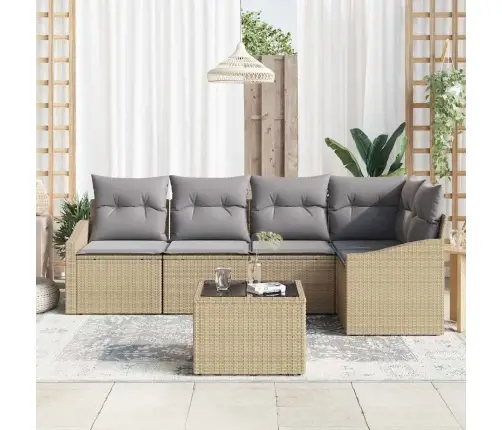 6 Daļu Dārza Dīvānu Komplekts Ar Spilveniem Melnā Poli Rotangpalma Vidaxl