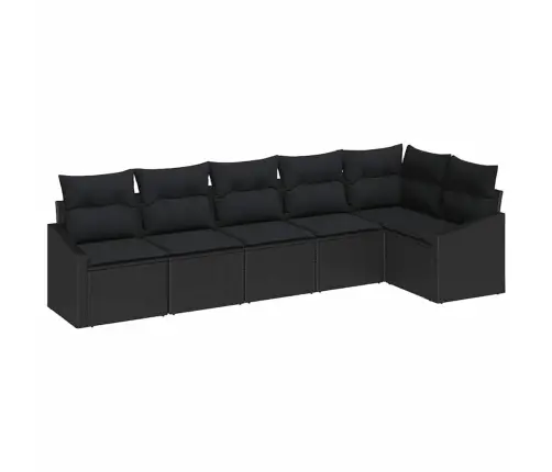 6 Gabalu Dārza Dīvānu Komplekts Ar Spilveniem Melnā Poli Rotangpalmas Vidaxl