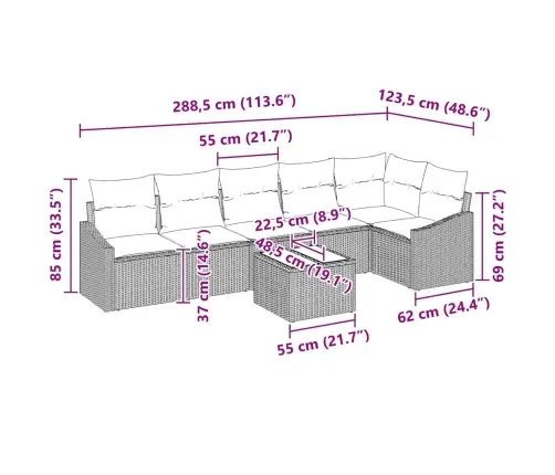 Diivanikomplekt Padjaga 7 Pcs Hall Polürotang