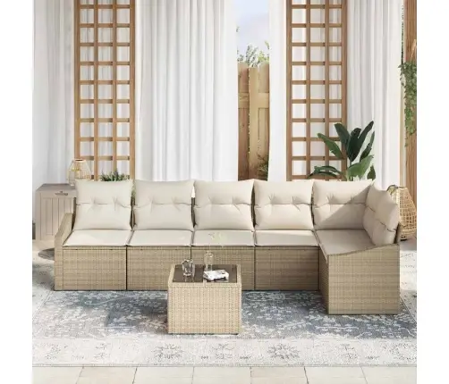 7 Gabalu Dārza Dīvānu Komplekts Ar Spilveniem Brūnā Poli Rotangpalmas Vidaxl