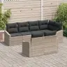 7 Daļu Dārza Dīvānu Komplekts Ar Spilveniem Gaiši Pelēka Poli Rotangpalmas Vidaxl