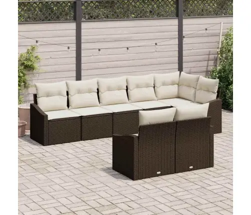 8 Daļu Dārza Dīvānu Komplekts Ar Spilveniem Brūnā Polirahtā Vidaxl