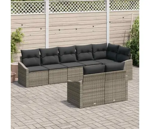 8 Daļu Dārza Dīvānu Komplekts Ar Spilveniem Pelēks Poliratan Vidaxl